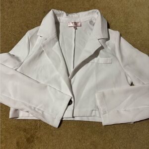Elegant White Women's Blazer Cropped